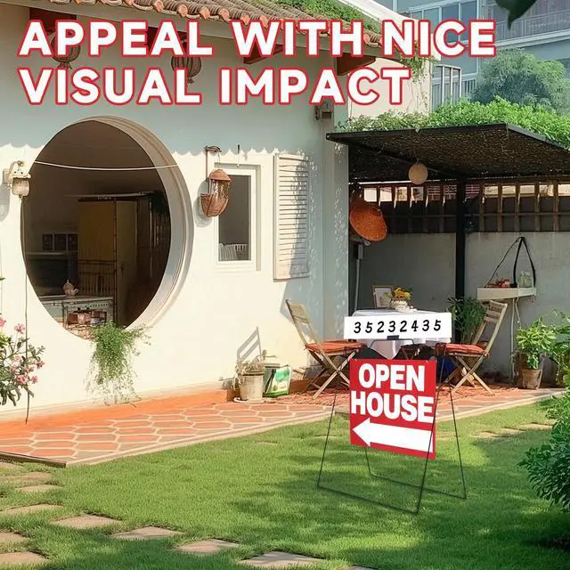 Alt view image 6 of 7 - 5 Pack Open House Signs 32'' x 28'' A Frame Metal Stand 18'' x 24'' Sign Panels Double Sided Real Estate Yard Signs Foldable Real Estate Open House Directional Arrows Yard Sidewalk Signs, Red