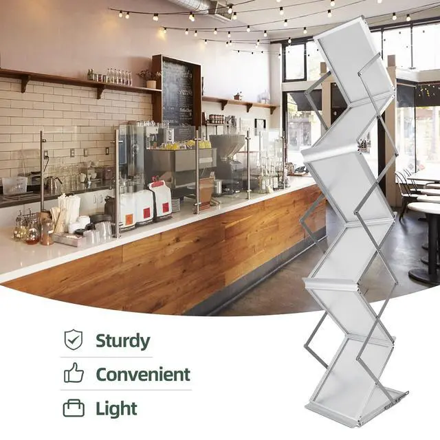 Alt view image 7 of 7 - 6 Pockets Collapsible Literature Rack for Trade Shows, Metal Floor Standing Literature Stand Catalog Rack Brochure Rack Flyer Holder Pamphlet Holder with Carry Case
