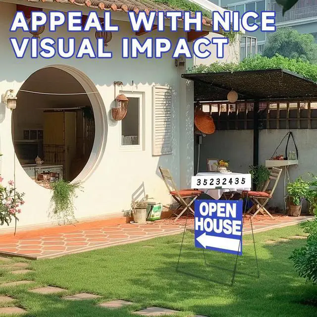 Alt view image 4 of 7 - 5 Pack Open House Signs 32'' x 28'' A Frame Metal Stand 18'' x 24'' Sign Panels Double Sided Real Estate Yard Signs Foldable Real Estate Open House Directional Arrows Yard Sidewalk Signs, Blue