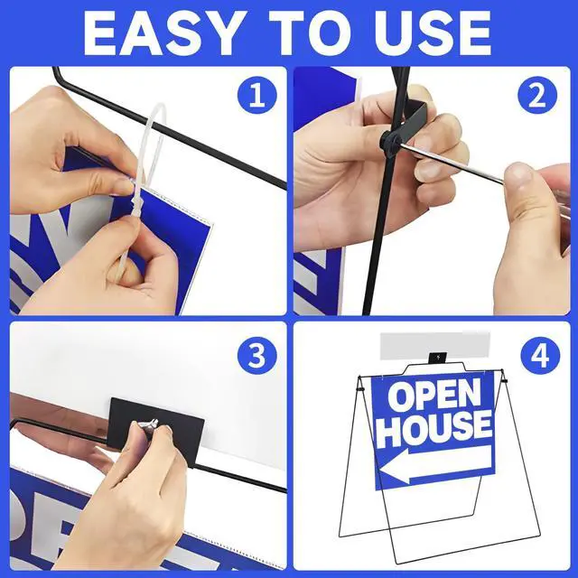 Alt view image 7 of 7 - 5 Pack Open House Signs 32'' x 28'' A Frame Metal Stand 18'' x 24'' Sign Panels Double Sided Real Estate Yard Signs Foldable Real Estate Open House Directional Arrows Yard Sidewalk Signs, Blue