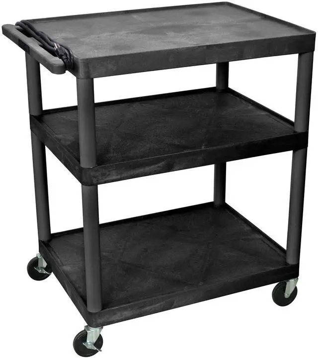 Main image of LP40E-B 40"H AV Cart - 3 Large Shelves Electric