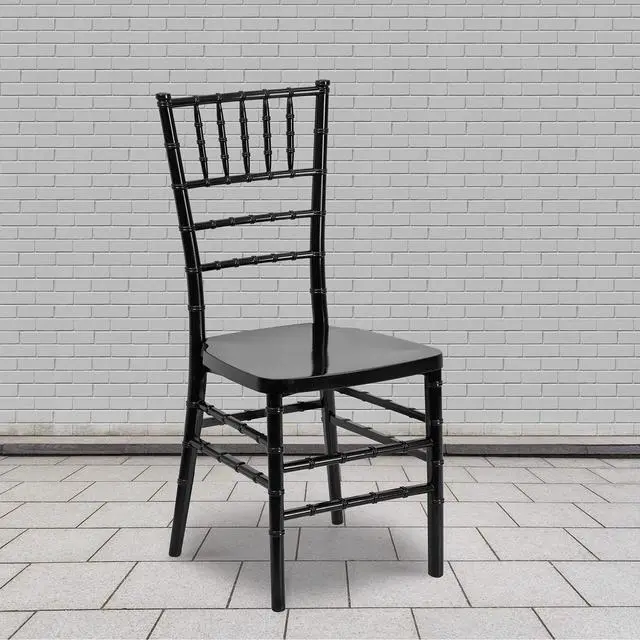Alt view image 2 of 7 - 2 Pack HERCULES PREMIUM Series Black Resin Stacking Chiavari Chair