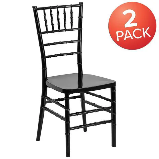 Alt view image 4 of 7 - 2 Pack HERCULES PREMIUM Series Black Resin Stacking Chiavari Chair