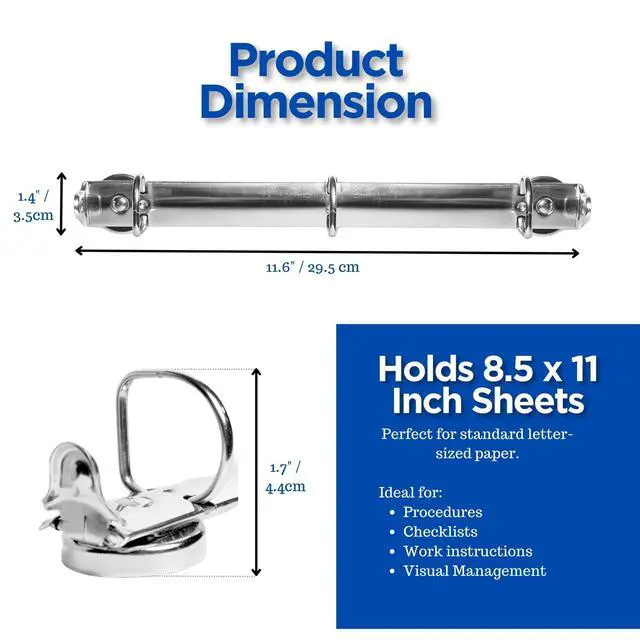 Alt view image 5 of 7 - 10 Pack Magnetic 3 Ring Binder Locking Mechanism for Hanging, 1 Inch D-Ring Holds 225 Sheets, Heavy Duty for 8.5 x 11 Paper, 50 Sheet Protectors Included, 5S Whiteboard Cabinet