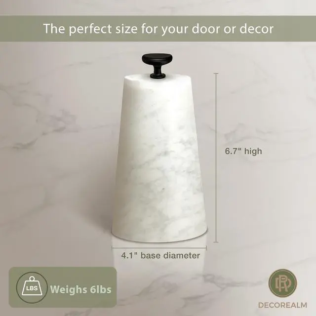 Alt view image 3 of 6 - Marble Decorative Door Stop, Cute Door Stopper with Cast Iron Handle, Heavy Weighted Door Stop for Your Indoor or Outdoor Door, Heavy Door Stopper Weight/Rock for Country Home Decor (2 Knobs, 6lbs)