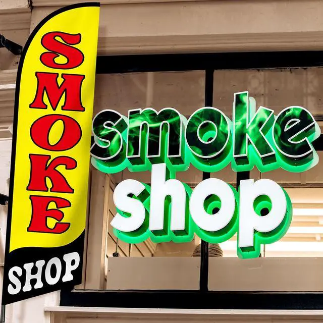 Alt view image 6 of 7 - 2 Set Smoke Shop Feather Flag Pole Kit Smoke Shop Sign Banner Advertising Feather Banner for Outside Outdoor Business Decoration(15 ft)