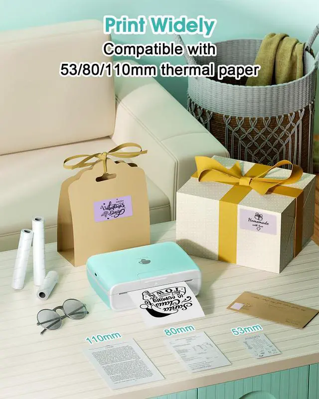 Alt view image 2 of 7 - M04S Sticker Thermal Printer AI Smart Printer Bluetooth Printpod Note Printer, Support 2/3/4 inch Printing Width, 300 dpi,Compatible with Phones, Suitable for Gift, Notes, documents