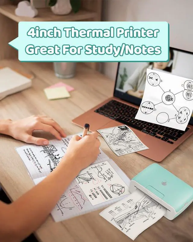 Alt view image 7 of 7 - M04S Sticker Thermal Printer AI Smart Printer Bluetooth Printpod Note Printer, Support 2/3/4 inch Printing Width, 300 dpi,Compatible with Phones, Suitable for Gift, Notes, documents