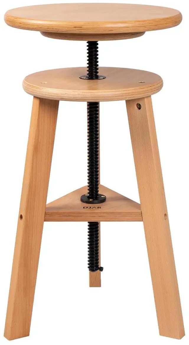 Main image of Wooden Drafting Stool with Adjustable Height for Art Studio, Natural | Solid Beech Wood Artist Stool for Adults, Up to 220 Lbs, Perfect Sturdy Drafting Chair for Classroom, Home, Kitchen, Office