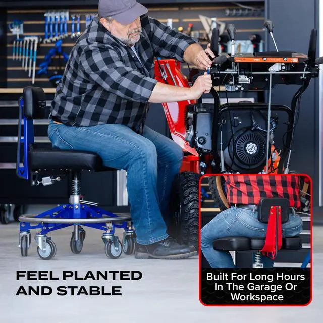 Alt view image 5 of 7 - Big Boy Extender Attachment for Shop Chair - Adds 7" Width | 4" Thick cushion and 14" seat depth for swivel chairs, Compatible with EZ-Lift Rolling Stools, Made in USA