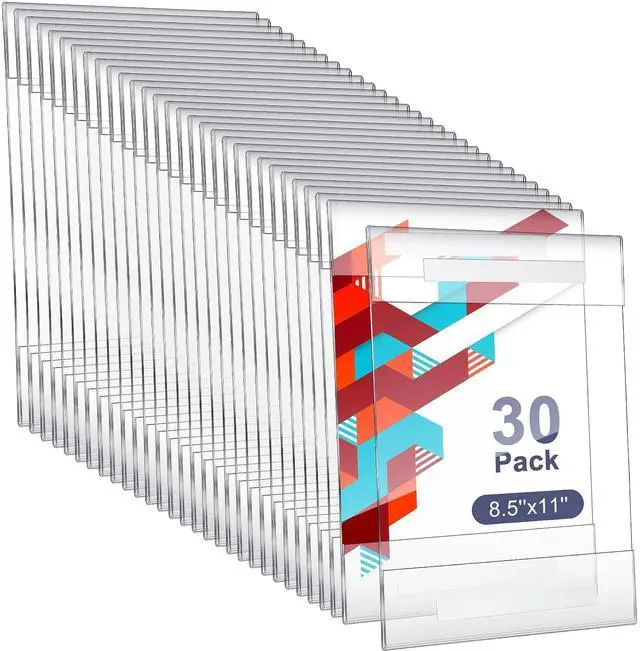 Main image of 30 Pack 8.5 x 11 Acrylic Sign Holder Wall Mount with Adhesive Tape, Clear Wall Display Frame Door Sign Menu Rack Poster Flyer Holder for Office Home Store Restaurant No Drilling
