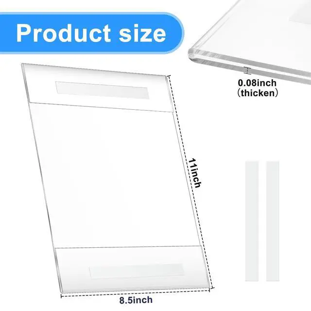 Alt view image 2 of 7 - 30 Pack 8.5 x 11 Acrylic Sign Holder Wall Mount with Adhesive Tape, Clear Wall Display Frame Door Sign Menu Rack Poster Flyer Holder for Office Home Store Restaurant No Drilling