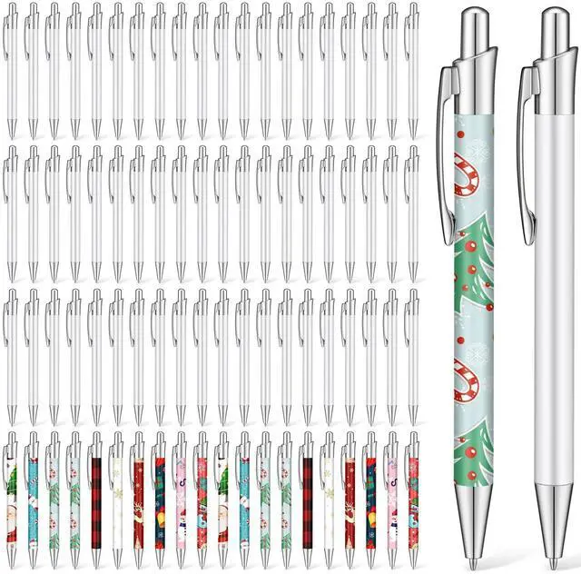 Main image of 90 Pcs Sublimation Pen Blank Heat Transfer Sublimation Ballpoint Pen with Clip Shrink Wrap White Aluminum Customized Gift Personalized Favor for Christmas DIY Office School Stationery Supplies