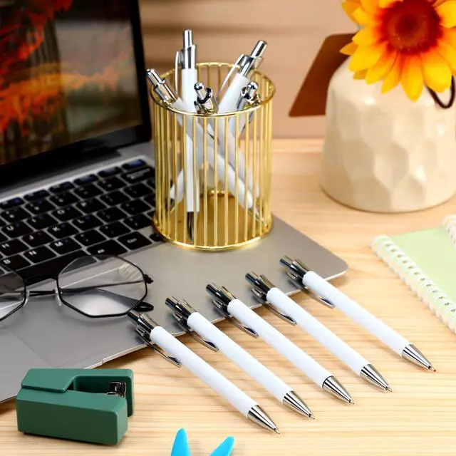 Alt view image 3 of 7 - 90 Pcs Sublimation Pen Blank Heat Transfer Sublimation Ballpoint Pen with Clip Shrink Wrap White Aluminum Customized Gift Personalized Favor for Christmas DIY Office School Stationery Supplies