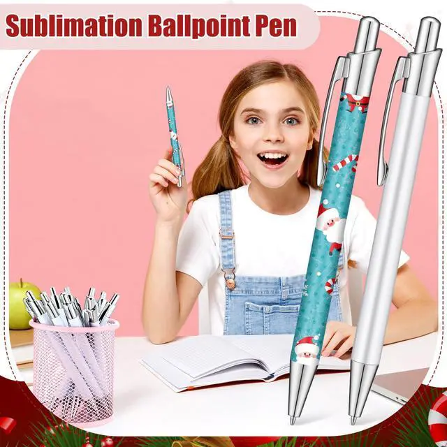 Alt view image 5 of 7 - 90 Pcs Sublimation Pen Blank Heat Transfer Sublimation Ballpoint Pen with Clip Shrink Wrap White Aluminum Customized Gift Personalized Favor for Christmas DIY Office School Stationery Supplies