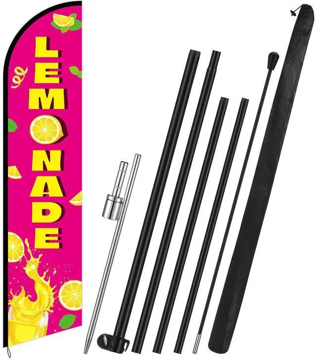 Main image of Lemonade Feather Flag with Pole Kit 15 ft Banner Sign for Business Advertising Feather Flag Sign with Flagpole for Outside Garden Business Store Party