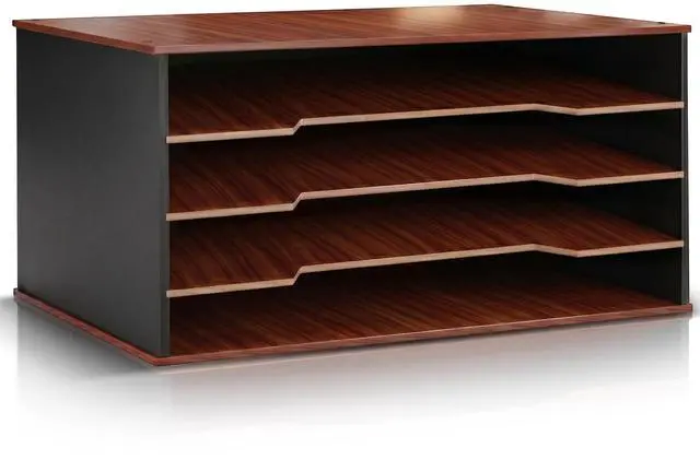 Main image of 12x18 Construction Paper Organizer, 4-Tier Wooden Flat File for 11x17, A3 & Tabloid Sheets | Durable wood Desk Paper Storage for Classroom, Office & Art Studio