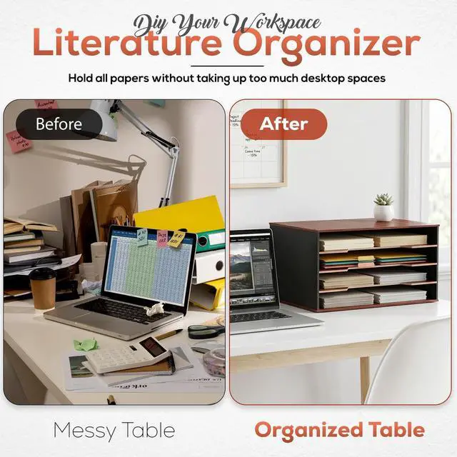 Alt view image 7 of 7 - 12x18 Construction Paper Organizer, 4-Tier Wooden Flat File for 11x17, A3 & Tabloid Sheets | Durable wood Desk Paper Storage for Classroom, Office & Art Studio