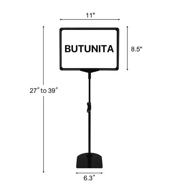 Alt view image 3 of 7 - Adjustable Sign Holder - 8.5 x 11 Inch, Table & Floor Stand, Vertical & Horizontal Display, Black (6Pcs)