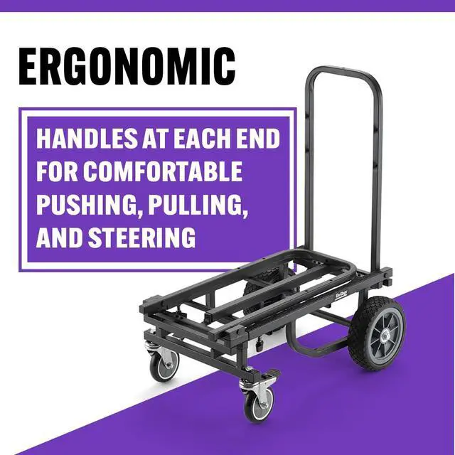 Alt view image 5 of 7 - On-Stage UTC2200 Utility Cart (Rolling Dolly Handcart, Heavy-Duty Transportation, 485 Pound Weight Capacity, Load in and Load Out Equipment, Adjustable Length, Folding Handles, Locking Casters)