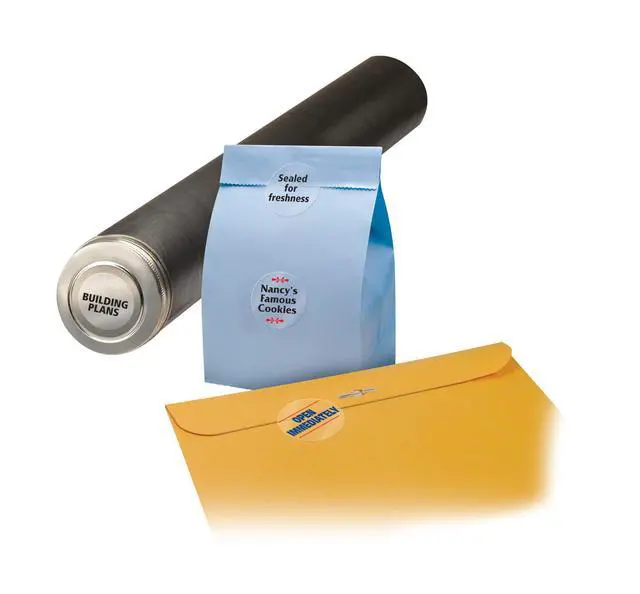 Alt view image 2 of 7 - Round ID Labels, Sure Feed, Permanent Adhesive, Glossy Clear, 1-5/8" Dia., 5 Packs (6582)