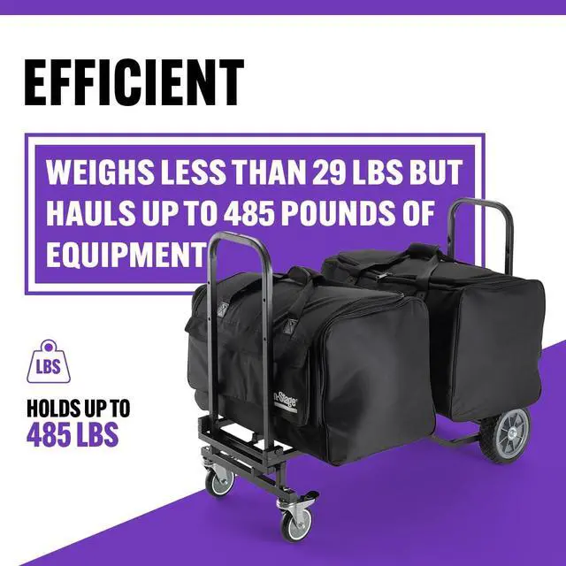 Alt view image 6 of 7 - On-Stage UTC2200 Utility Cart (Rolling Dolly Handcart, Heavy-Duty Transportation, 485 Pound Weight Capacity, Load in and Load Out Equipment, Adjustable Length, Folding Handles, Locking Casters)