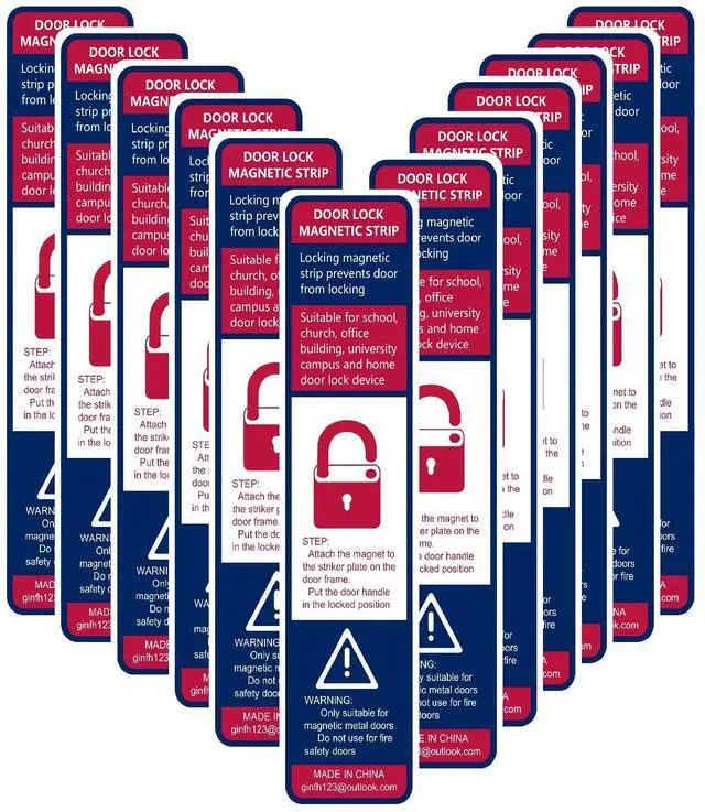 Main image of 60 Pack Lockdown Magnetic Strips for School Office Public Business District Lockdowns Rapid Lockdown Magnet Strongest Lockdown Magnet 0.8mmThick (White, Printed Version)
