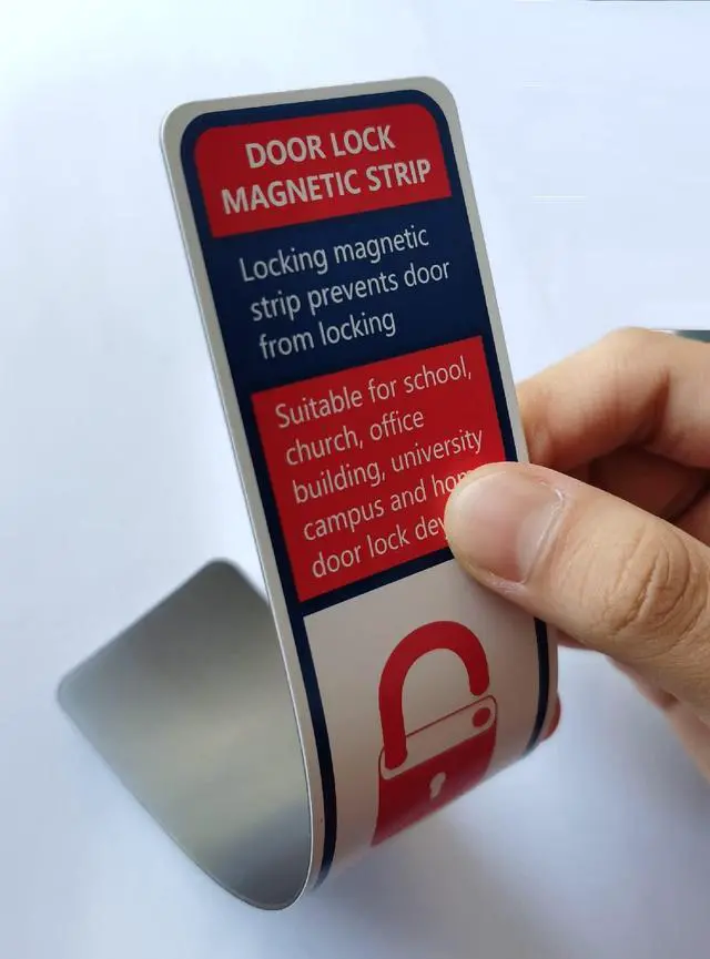 Alt view image 3 of 3 - 60 Pack Lockdown Magnetic Strips for School Office Public Business District Lockdowns Rapid Lockdown Magnet Strongest Lockdown Magnet 0.8mmThick (White, Printed Version)