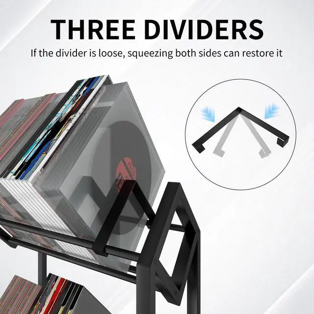Alt view image 6 of 7 - Vinyl Record Storage Rack with 360°Rotation Wheels,Record Holder for Albums,Metal LP Storage Shelf