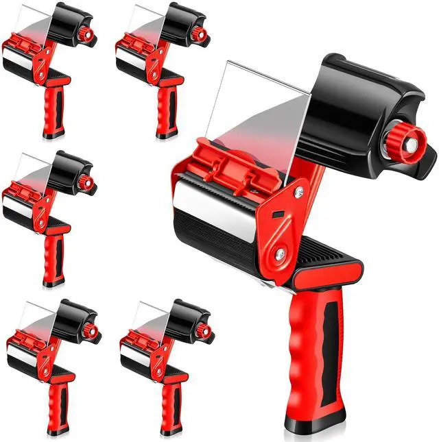 Main image of 6 Pcs 3 Inch Packing Tape Gun Heavy Duty Tape Dispenser | Non Slip Silicone Handle, Portable for Shipping, Moving, Carton and Box Sealing