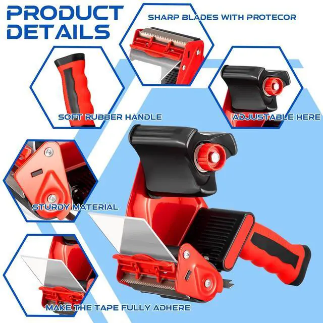 Alt view image 3 of 7 - 6 Pcs 3 Inch Packing Tape Gun Heavy Duty Tape Dispenser | Non Slip Silicone Handle, Portable for Shipping, Moving, Carton and Box Sealing