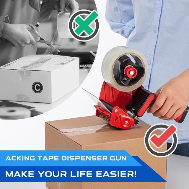 Alt view image 6 of 7 - 6 Pcs 3 Inch Packing Tape Gun Heavy Duty Tape Dispenser | Non Slip Silicone Handle, Portable for Shipping, Moving, Carton and Box Sealing
