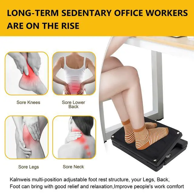 Alt view image 6 of 6 - Adjustable Foot Rest Under Desk - Ergonomic Office Foot Stool with Massage, Leg Rest for Desk, Anti-Slip Design for Home & Work, Improves Posture (Black)