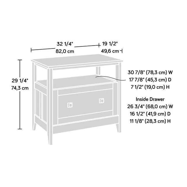 Alt view image 3 of 7 - August Hill File Cabinet 1-Drawer with Open Shelf, Legal Size Filing Cabinet - Soft White Finish