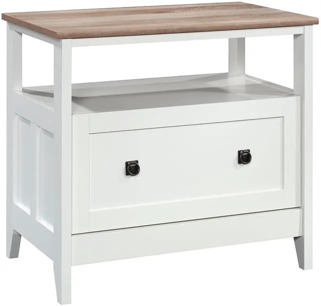 Main image of August Hill File Cabinet 1-Drawer with Open Shelf, Legal Size Filing Cabinet - Soft White Finish