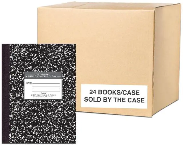 Main image of Signature Collection Composition Notebook, 24 Books, Hardcover, Unruled 20# Premium Plain Paper, 80 Sheets/160 Pages, 10.25" x 7.88", Made in USA