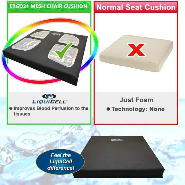 Alt view image 2 of 6 - Mesh Office Chair Cushion - LiquiCell Membranes Reduce Pressure on Sit Bones, Non Slip Soft Seat Cushion Suitable for Aeron Chair, Recliners, Sofa