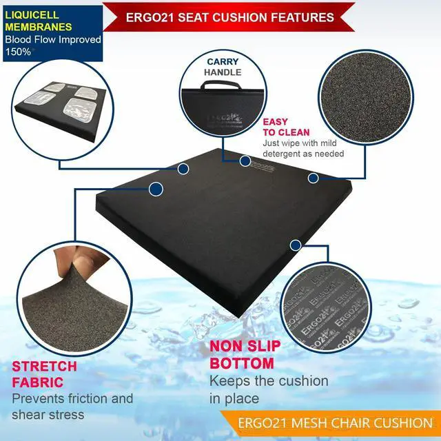 Alt view image 3 of 6 - Mesh Office Chair Cushion - LiquiCell Membranes Reduce Pressure on Sit Bones, Non Slip Soft Seat Cushion Suitable for Aeron Chair, Recliners, Sofa