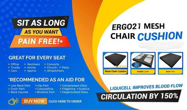 Alt view image 6 of 6 - Mesh Office Chair Cushion - LiquiCell Membranes Reduce Pressure on Sit Bones, Non Slip Soft Seat Cushion Suitable for Aeron Chair, Recliners, Sofa