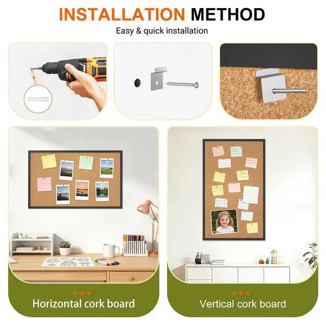 Alt view image 3 of 7 - Cork Board Bulletin Board with Black Wood Frame 32 x 48 Large Corkboard Pin Board for Wall,Office,Home and School
