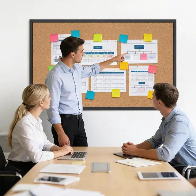 Alt view image 7 of 7 - Cork Board Bulletin Board with Black Wood Frame 32 x 48 Large Corkboard Pin Board for Wall,Office,Home and School
