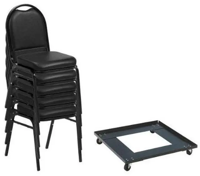 Alt view image 6 of 6 - Commercial Furniture 250 Series Stack Chairs (Pack of 3)- Black Vinyl/Black Frame