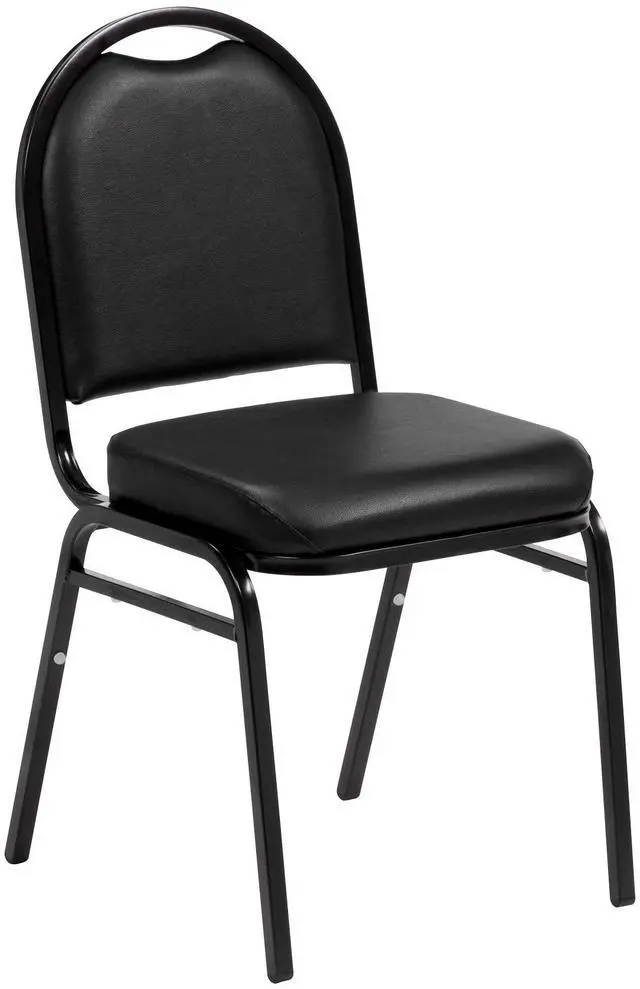 Alt view image 3 of 6 - Commercial Furniture 250 Series Stack Chairs (Pack of 3)- Black Vinyl/Black Frame