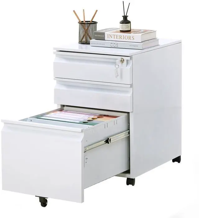 Main image of Filing Cabinets for Home Office Organizer, 3 Drawer Mobile File Cabinet with Lock & Anti-Tip Wheel,Under Desk Metal Filing Cabinets ForLetters/Legal/a4 (Un-Assembled)