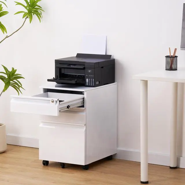 Alt view image 2 of 7 - Filing Cabinets for Home Office Organizer, 3 Drawer Mobile File Cabinet with Lock & Anti-Tip Wheel,Under Desk Metal Filing Cabinets ForLetters/Legal/a4 (Un-Assembled)