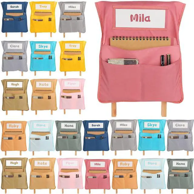 Main image of 24pcs for Classroom 16.3x19.7inch Classroom Chair Pockets with Name Tag 3 Pockets Chair Organizer for Teacher Student School Office(Boho)
