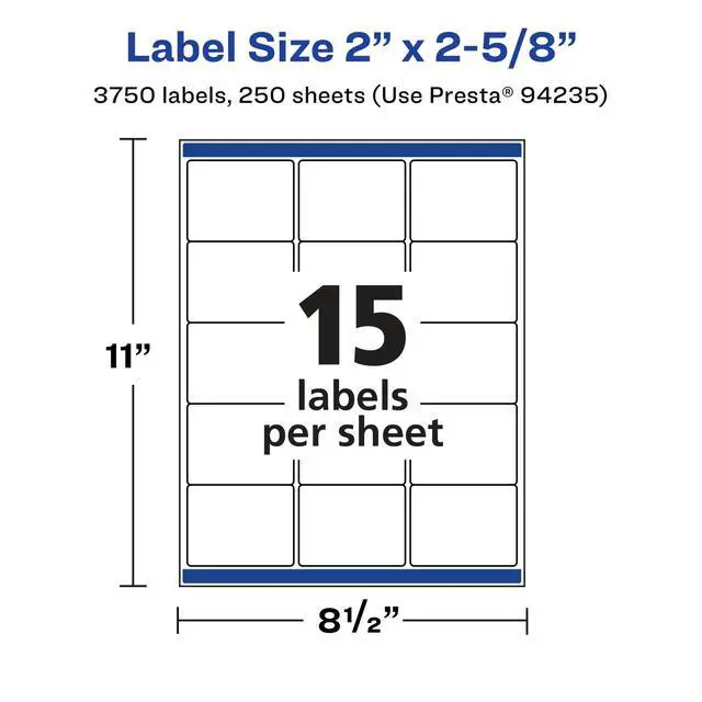 Alt view image 5 of 7 - ® Matte White Rectangle Labels, Sure Feed® Technology, 2" x 2-5/8", 3,750 Matte White Printable Labels