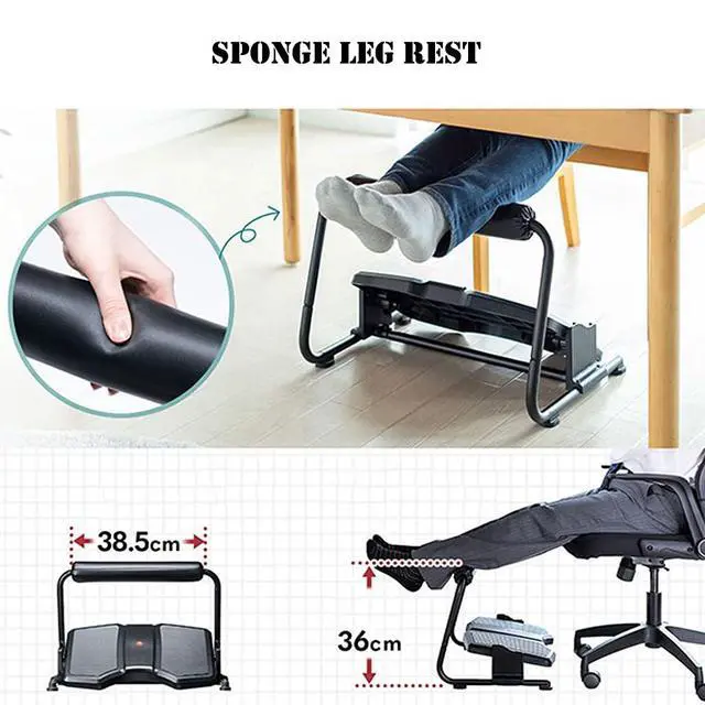 Alt view image 3 of 7 - Adjustable Rocking Foot Rest for Under Desk at Work, Ergonomic Office Footrest Foam Leg Rest Elevated Under Table, Standing Desk Foot Rocker Stand Support (Black)