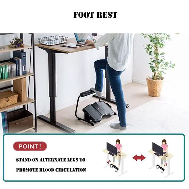 Alt view image 5 of 7 - Adjustable Rocking Foot Rest for Under Desk at Work, Ergonomic Office Footrest Foam Leg Rest Elevated Under Table, Standing Desk Foot Rocker Stand Support (Black)