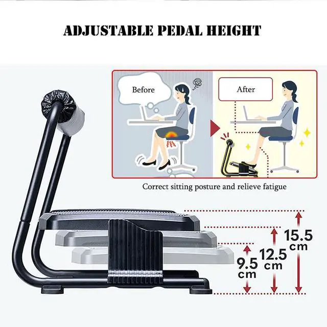 Alt view image 7 of 7 - Adjustable Rocking Foot Rest for Under Desk at Work, Ergonomic Office Footrest Foam Leg Rest Elevated Under Table, Standing Desk Foot Rocker Stand Support (Black)